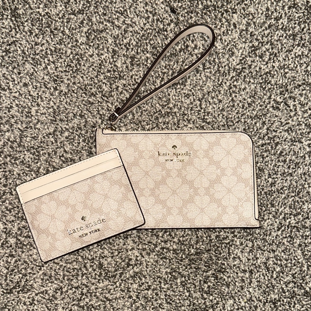 Kate Spade Cream flower logo Wristlet and Card Holder
